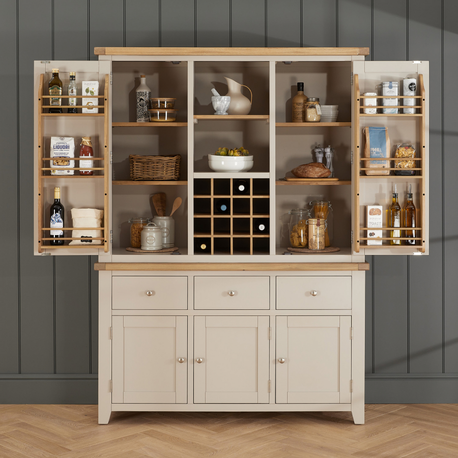 Cheshire Dove Grey Painted Triple Kitchen Larder Pantry Cupboard