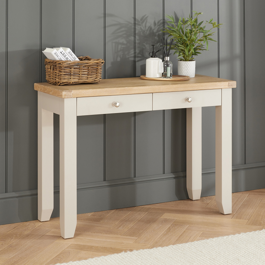 Cheshire Dove Grey Painted Dressing Table Desk with 2 Drawers