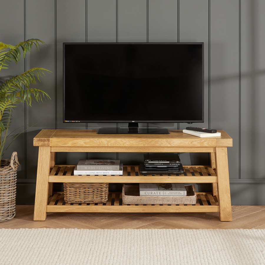 Marbury Classic Oak Small TV Unit Stand – up to 60” TV Size