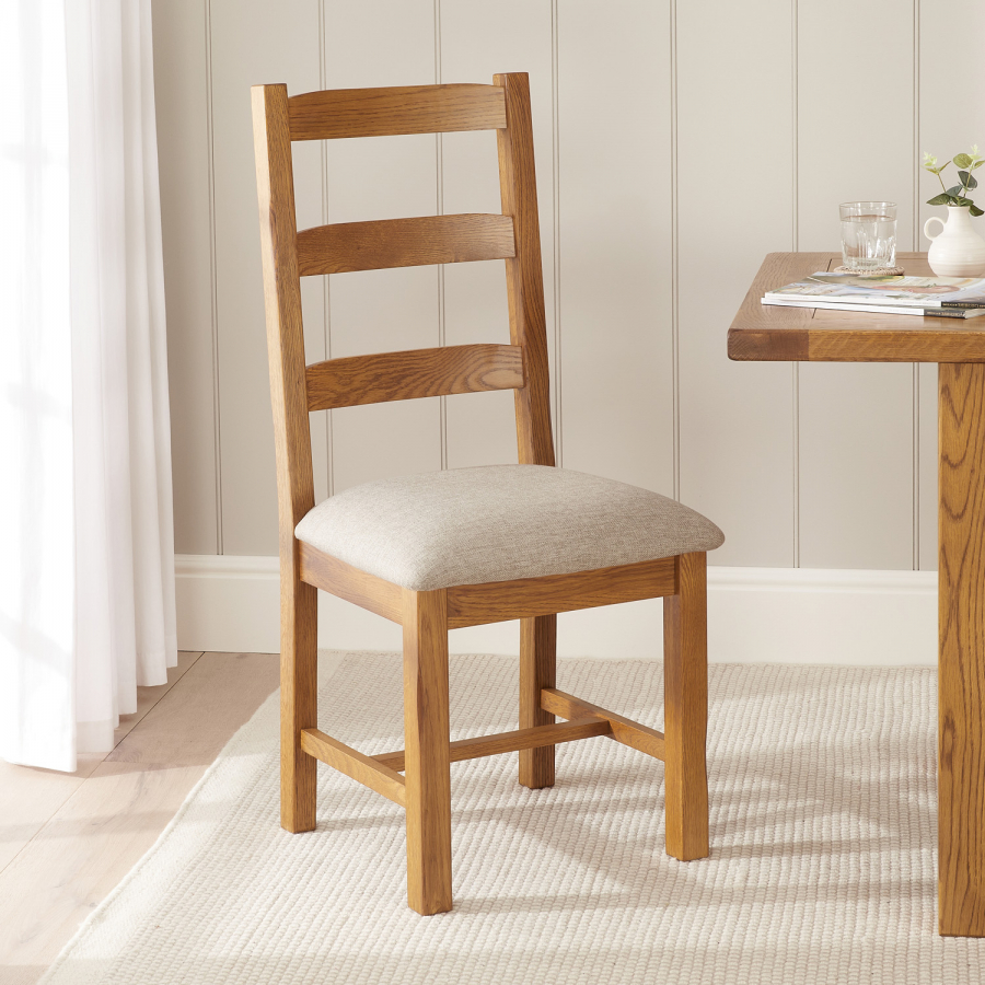 Rustic Oak Ladder Back Dining Chair