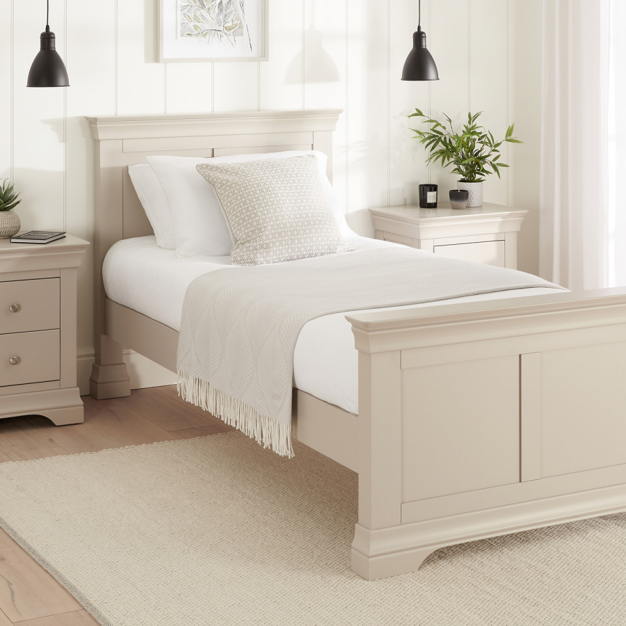 Wilmslow Dove Grey Painted 3ft Single Size Panel Bed