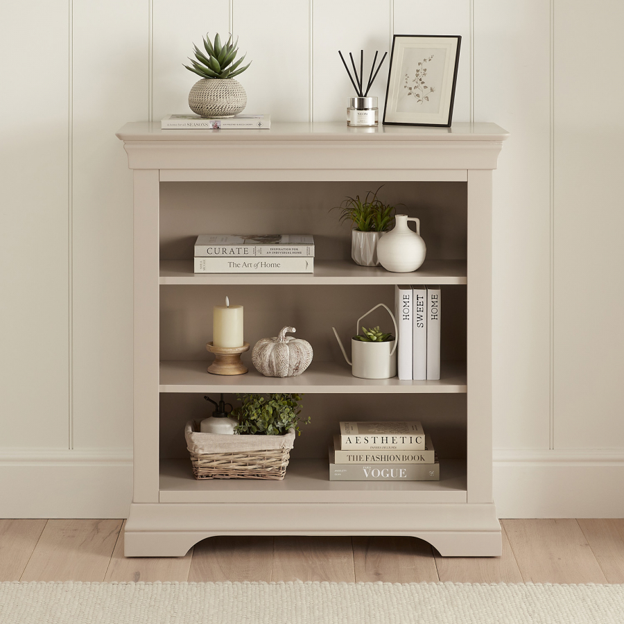 Wilmslow Dove Grey Painted Low Small Bookcase