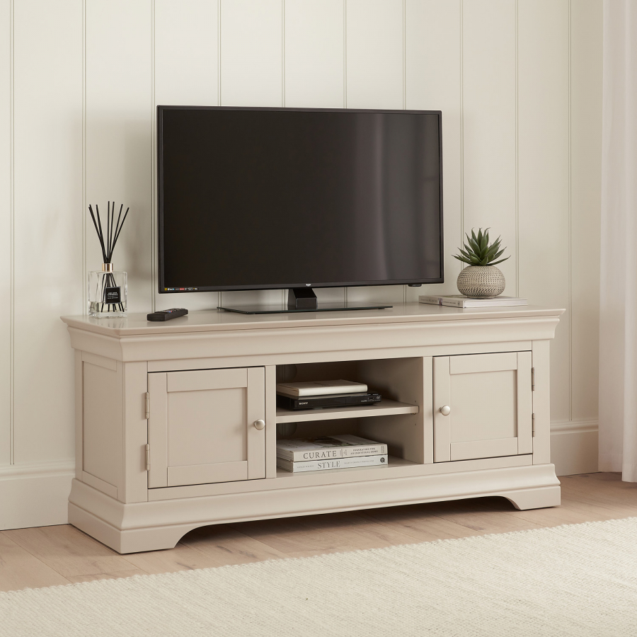 Wilmslow Dove Grey Painted Widescreen TV Unit Stand - Up to 60" TV Size
