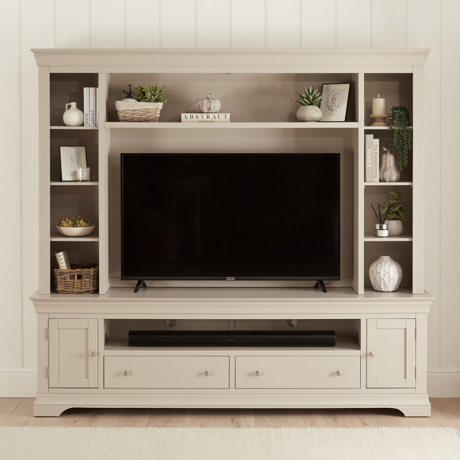 Wilmslow Dove Grey Painted XXL Widescreen TV Media Storage Grand Wall Unit