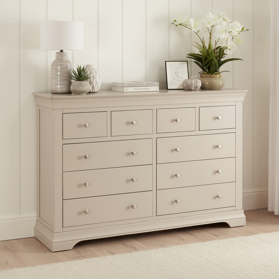 Wilmslow Dove Grey Painted Extra Large Jumbo 10 Drawer Chest