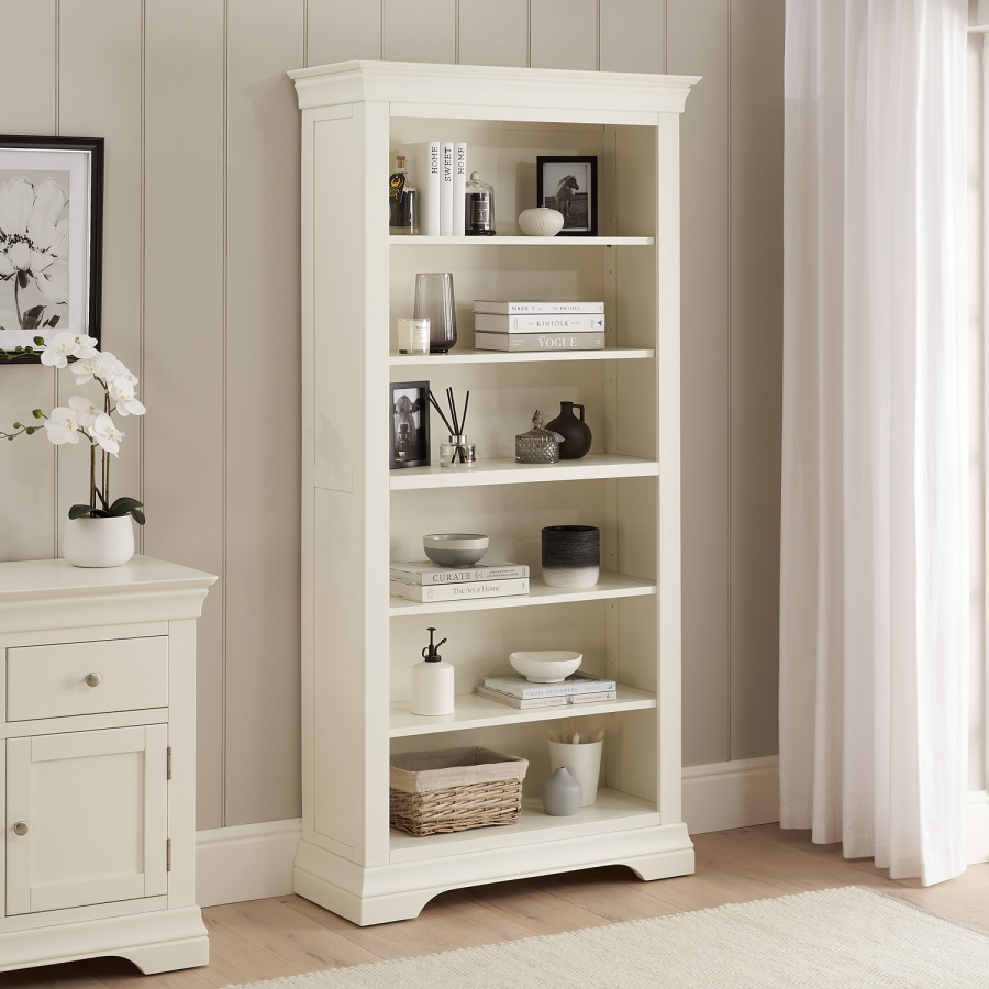 View of Wilmslow White Painted Tall Large Bookcase | The Furniture Market