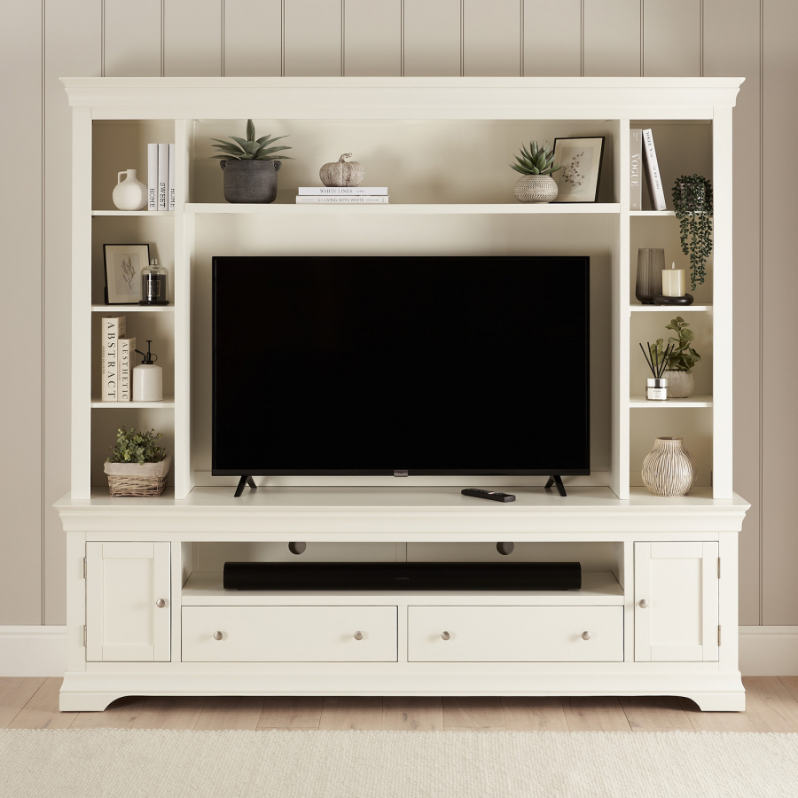 Wilmslow White Painted XXL Widescreen TV Media Storage Grand Wall Unit