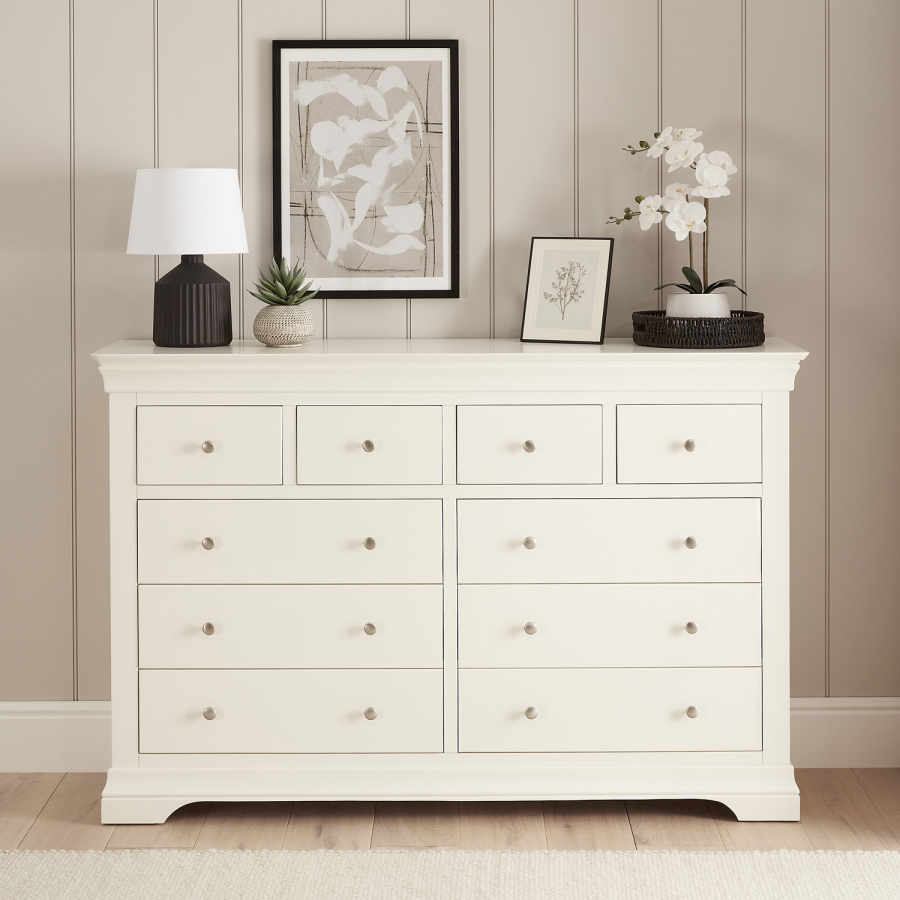 Wilmslow White Painted Extra Large Jumbo 10 Drawer Chest