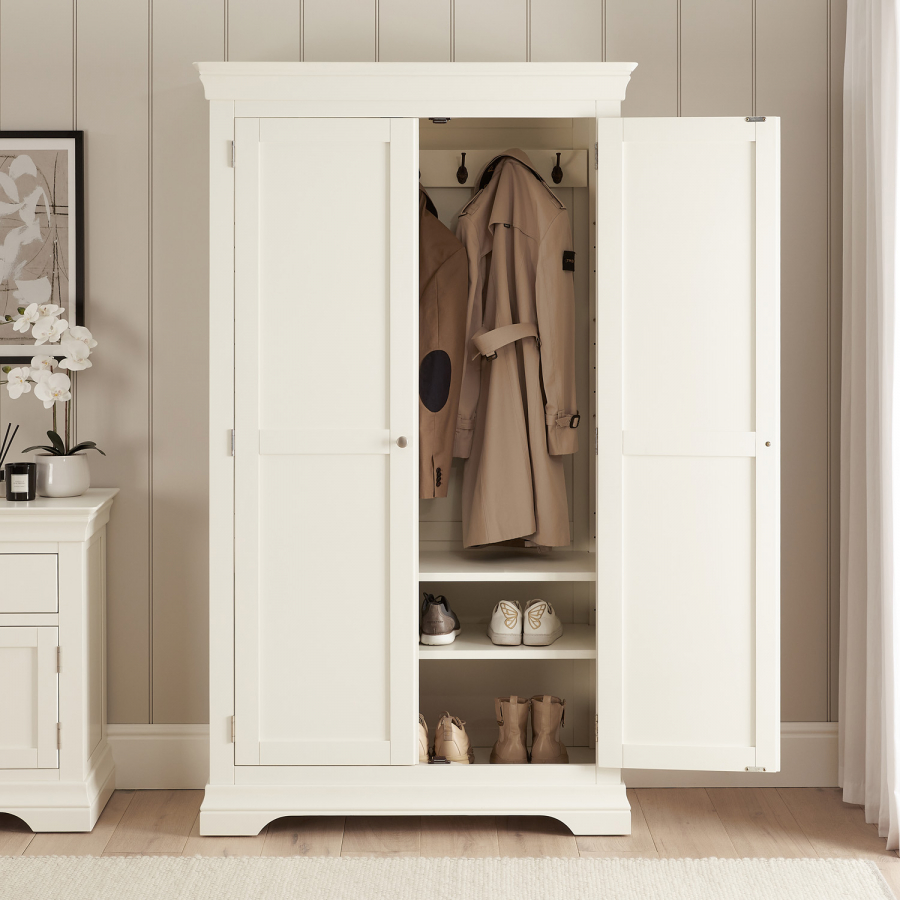 Wilmslow White Painted Double Hallway Coat & Shoe Cupboard