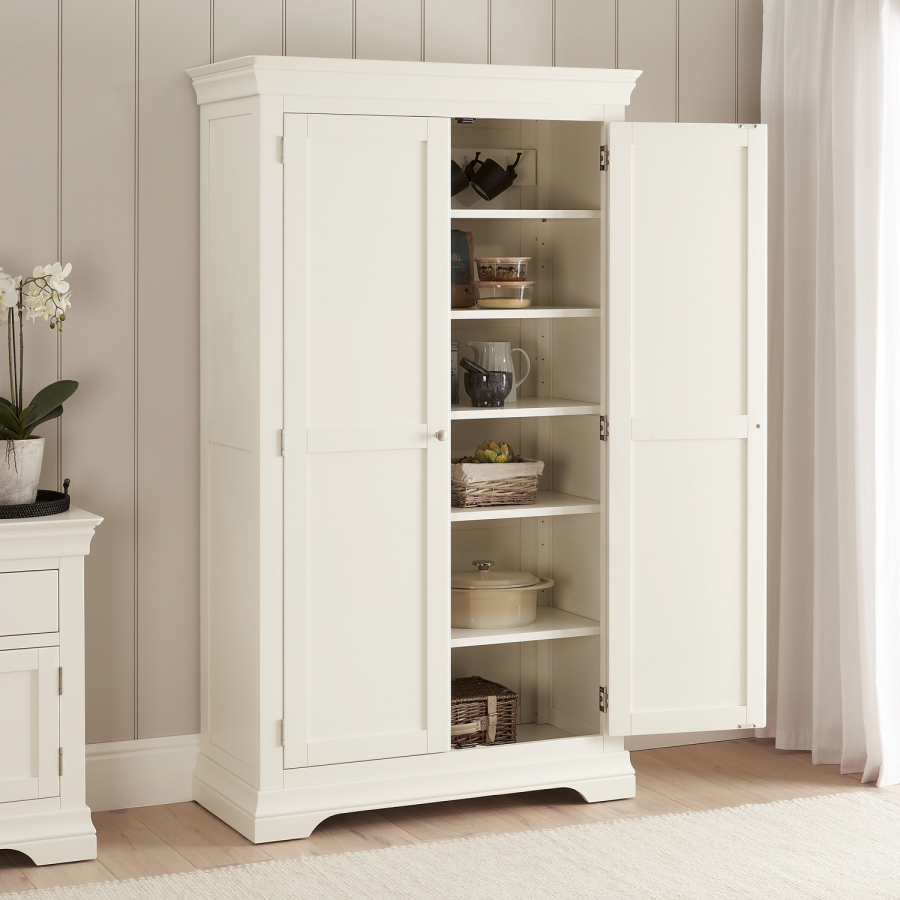 Wilmslow White Painted Double Shaker Kitchen Pantry Storage Cupboard