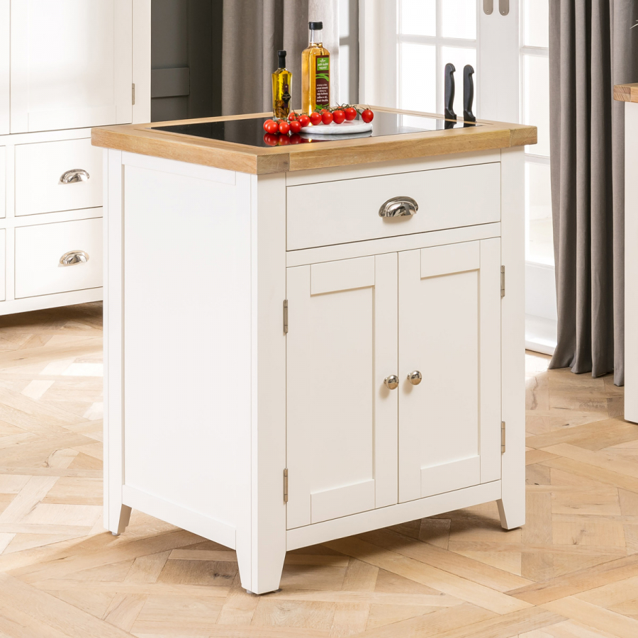 Cheshire Cream Painted Small Kitchen Island with Granite Top