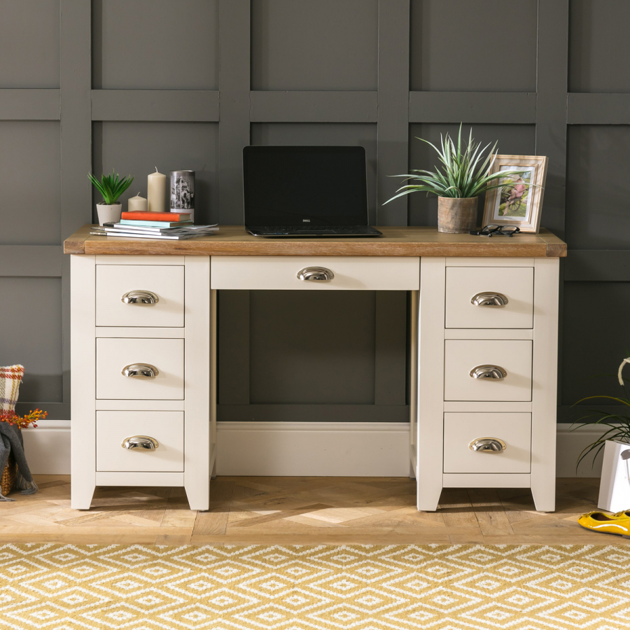Cheshire Cream Painted Large Twin Pedestal Desk