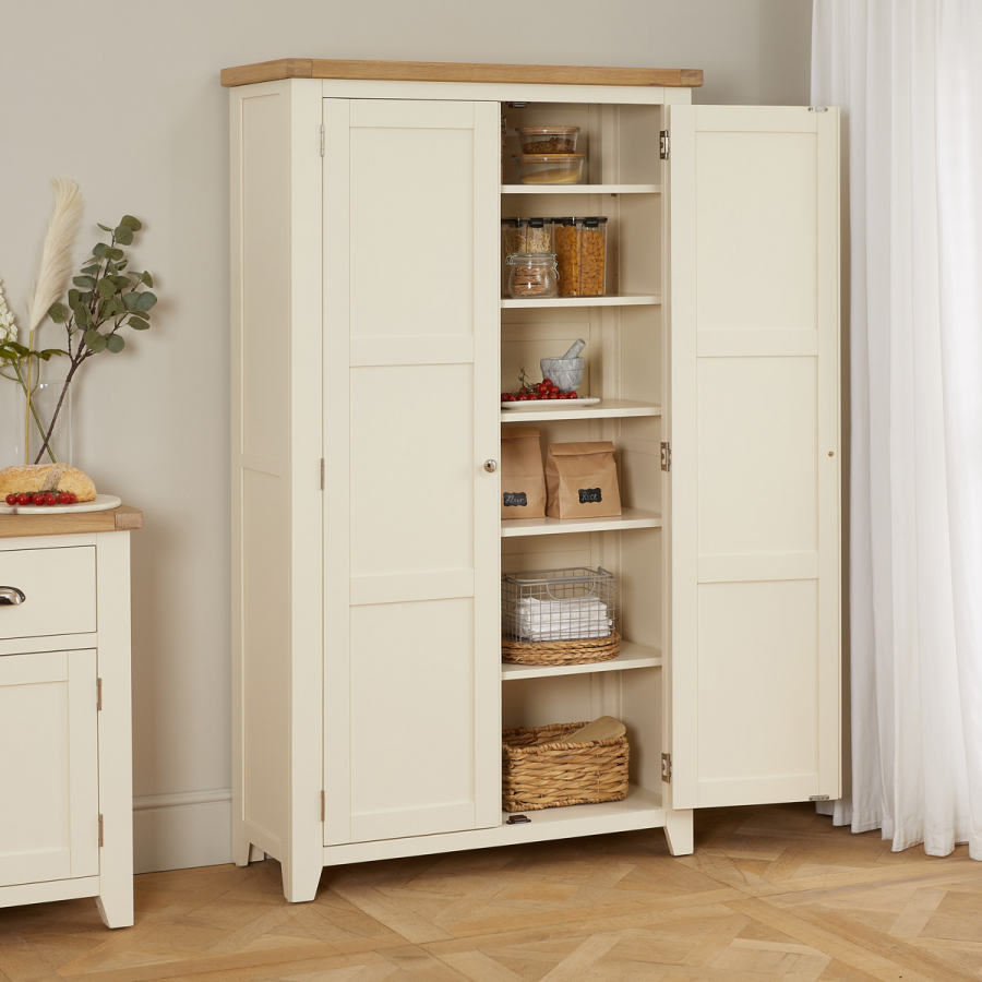 Cheshire Cream Painted Double Shaker Kitchen Pantry Cupboard | The Furniture Market