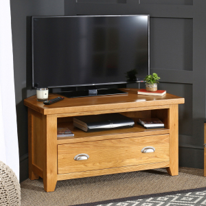 Cheshire Oak Corner TV Unit Stand - Up to 50" Widescreen Size