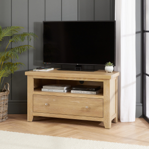 Cheshire Whitewash Oak Corner TV Unit Stand – Up to 50” Widescreen Size