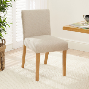 Monty Natural Oatmeal Fabric Dining Chair with Oak Legs
