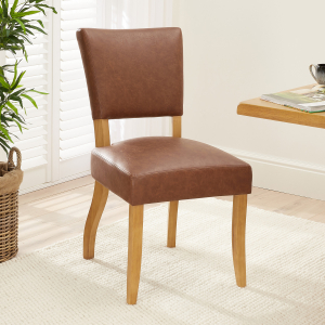 Manor Oak Vintage Tan Brown Faux Leather Dining Chair