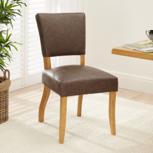 Manor Oak Vintage Brown Faux Leather Dining Chair