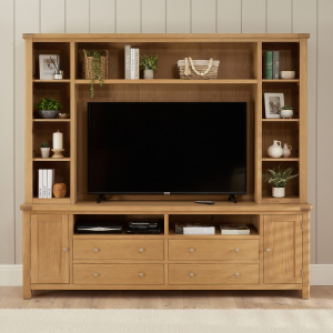 Marbury Oak XXL Widescreen TV Media Storage Grand Wall Unit - Up to 60" TV Size