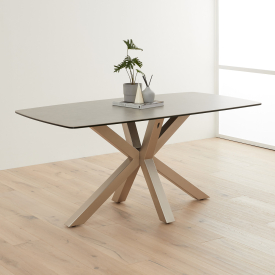 Starburst 160cm Grey Ceramic Dining Table with Satin Legs – 6 Seater