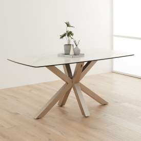Starburst 160cm White Ceramic Dining Table with Satin Legs – 6 Seater