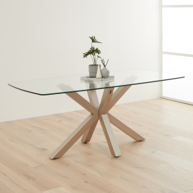 Starburst 180cm Glass Dining Table with Satin Legs – 6 to 8 Seater