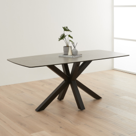 Starburst 180cm Grey Ceramic Dining Table with Black Legs – 6 to 8 Seater