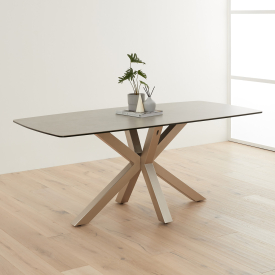 Starburst 180cm Grey Ceramic Dining Table with Satin Legs – 6 to 8 Seater