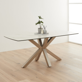 Starburst 180cm White Ceramic Dining Table with Satin Legs – 6 to 8 Seater