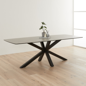 Starburst 220cm Grey Ceramic Dining Table with Black Legs – 8 Seater