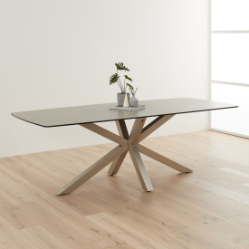 Starburst 220cm Grey Ceramic Dining Table with Satin Legs – 8 Seater