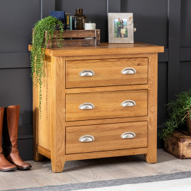 Cheshire Oak 3 Drawer Compact Chest of Drawers