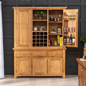 Cheshire Oak Triple Kitchen Larder Pantry Cupboard