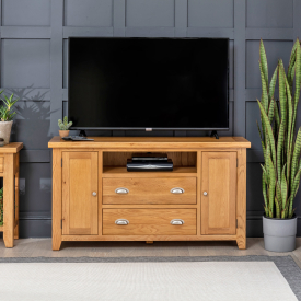 Cheshire Oak Large TV Unit Sideboard - Up to 50