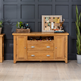 Cheshire Oak Large Sideboard with Wine Rack