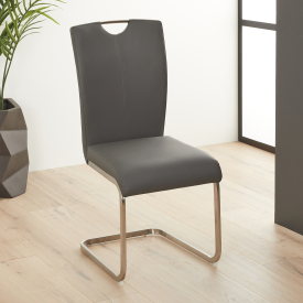 Barca Dining Chair – Dark Grey Faux Leather