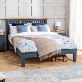 Westbury Blue Painted 4ft 6in Double Bed with Low Foot Board