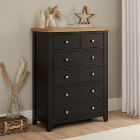 Cheshire Black Painted Oak 2 over 4 Drawer Tall Chest