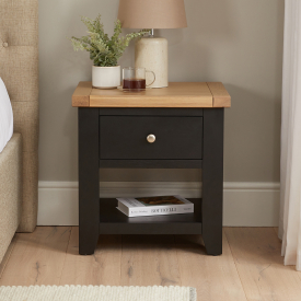 Cheshire Black Painted Oak 1 Drawer Side Lamp Table