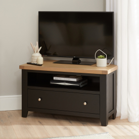 Cheshire Black Painted Oak Corner TV Unit – Up to 46” Widescreen Size