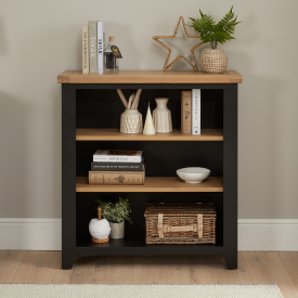 Cheshire Black Painted Oak Small Low Bookcase 