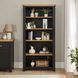 Cheshire Black Painted Oak Large Tall Bookcase