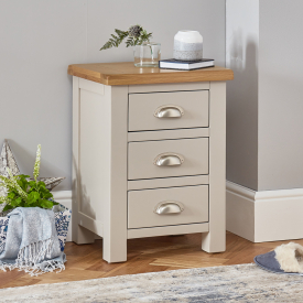 Cotswold Grey Painted 3 Drawer Bedside Table