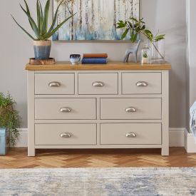 Cotswold Grey Painted 7 Drawer Wide Chest