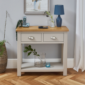 Cotswold Grey Painted 2 Drawer Hall Console Table 