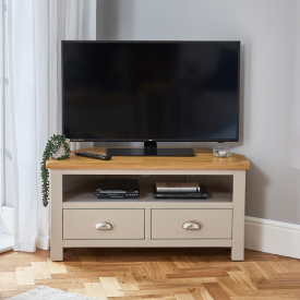 Cotswold Grey Painted Corner TV Unit – Up to 50” TV Size