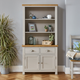 Cotswold Grey Painted Medium Sideboard with Bookcase Dresser Top