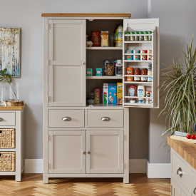 Cotswold Grey Painted Double Kitchen Larder Pantry Cupboard