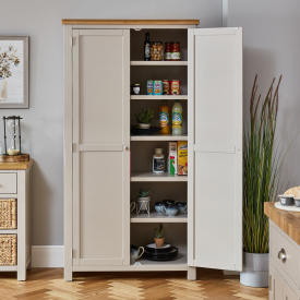 Cotswold Grey Painted Double Shaker Kitchen Pantry Cupboard