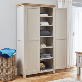 Cotswold Grey Painted Double Linen Storage Shaker Cupboard